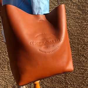 Coach Hudson Natural Leather Duffle Bag Brown